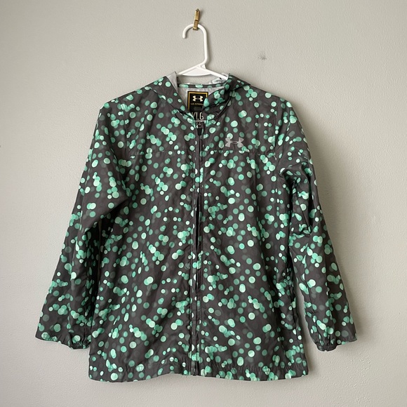 Under Armour Other - Under Armour Youth Girls' UA Storm Rain Jacket Polka Dots L